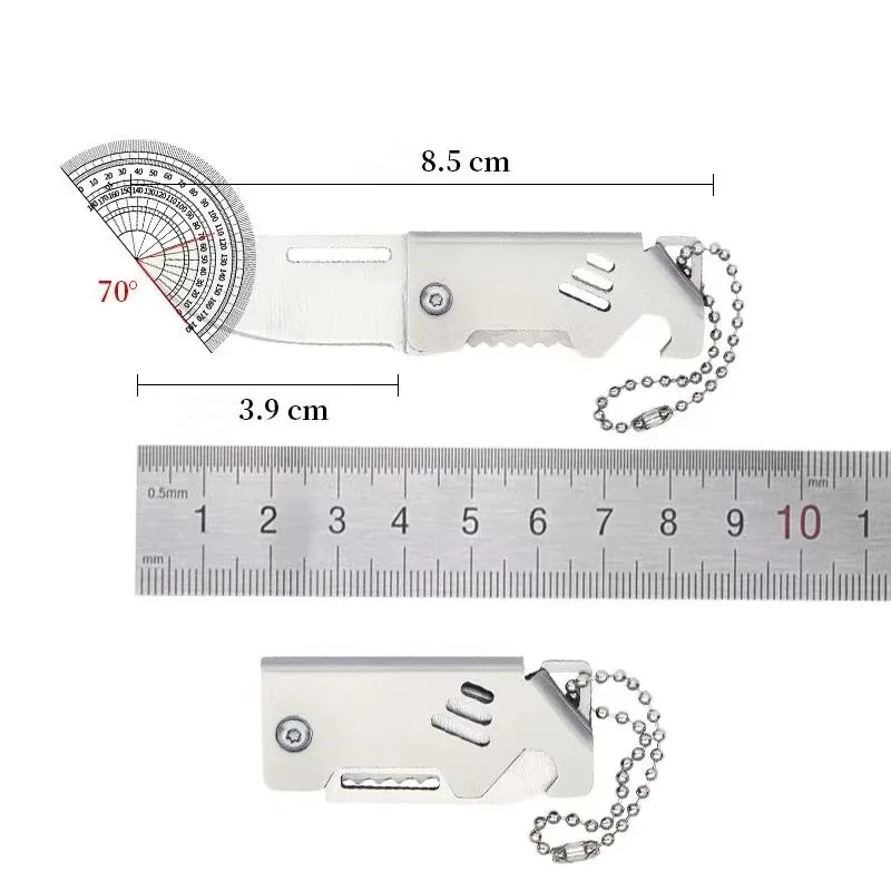 MINI มีดพับกลางแจ้ง D2 เหล็กแบบพกพาที่เปิดขวด SHARP ตัดเครื่องมือแขวนความแข็งสูงมีด Camping Survival TOOL