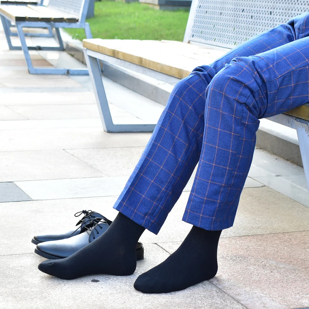 4/5/6/8/10 pares de calcetines de pantorrilla de algodón negro para hombre