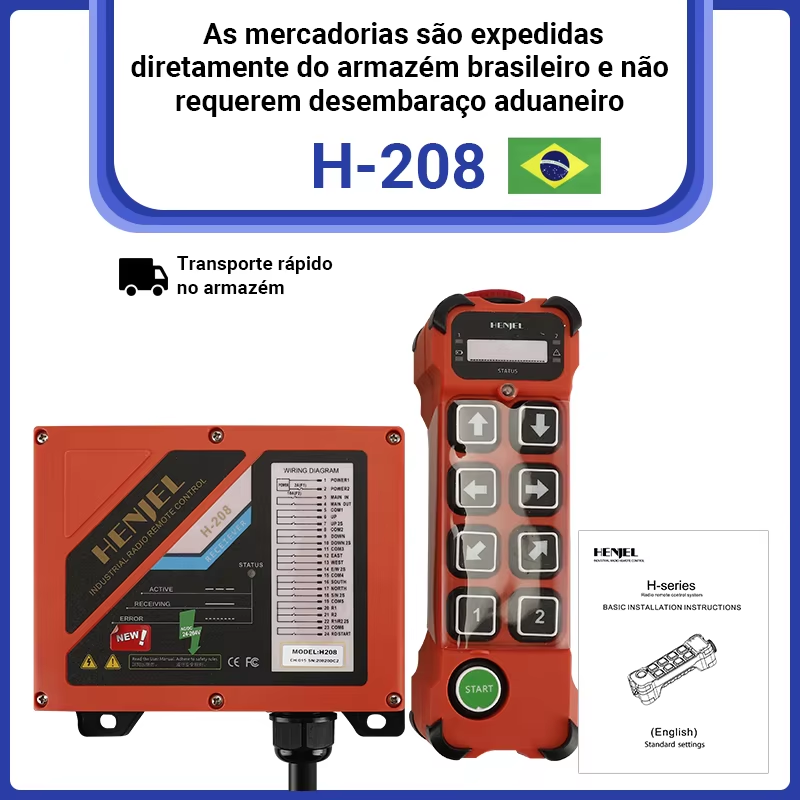 HENJEL H208 guindaste controle sem fio interruptor à prova d'água de dupla velocidade DC 12v 24v à prova d'água e controle remoto industrial à prova de poeira