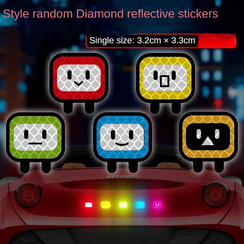 10PC Vehicle Stickers Decorative Reflective Motorcycle Personality Cute Square Car Body Stickers Helmets Shielding Scratches