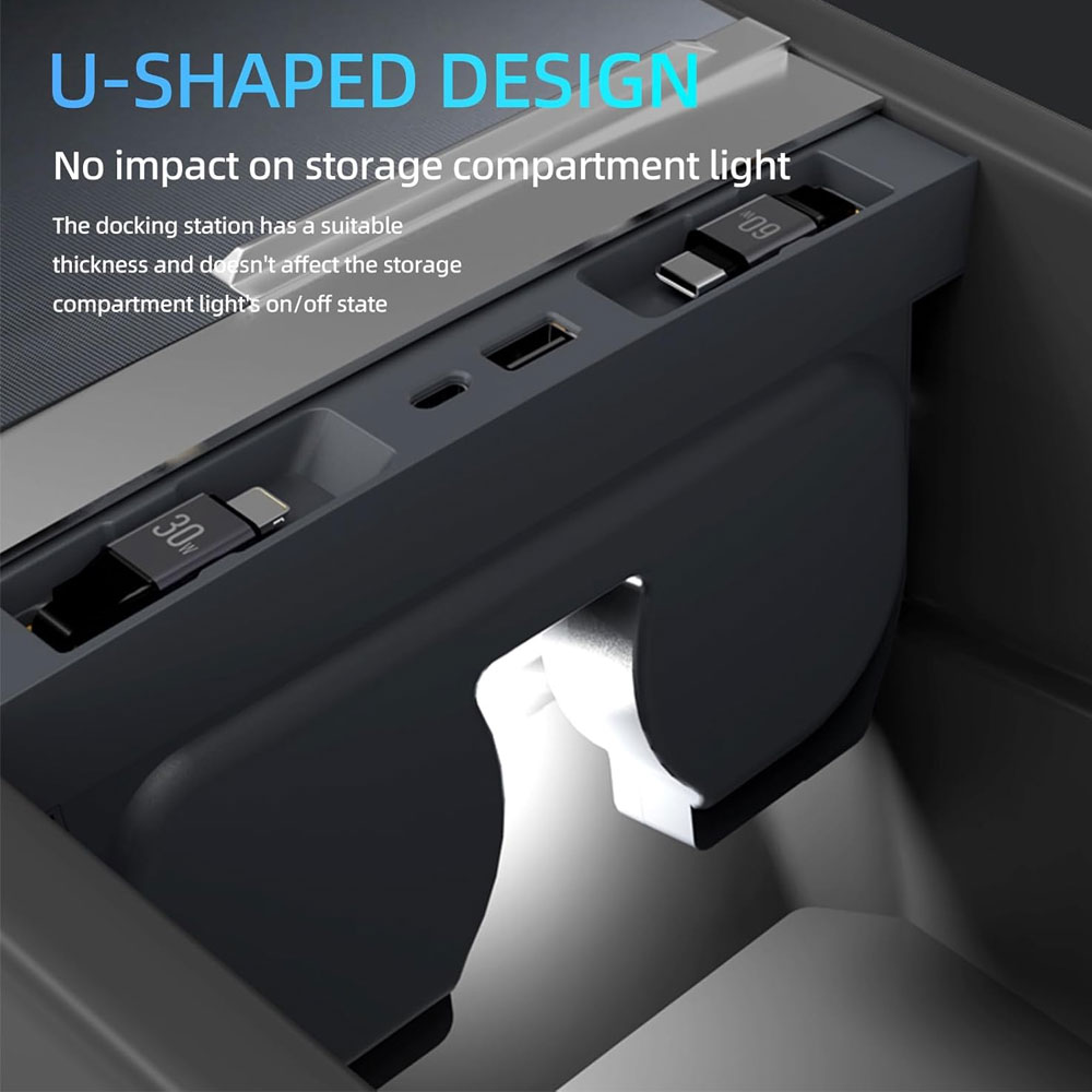 USB Hub Voor Tesla Model Y 2025 Juniper Model 3 Highland Middenconsole Snelle Oplader Interieur Accessoires MultiPort Docking