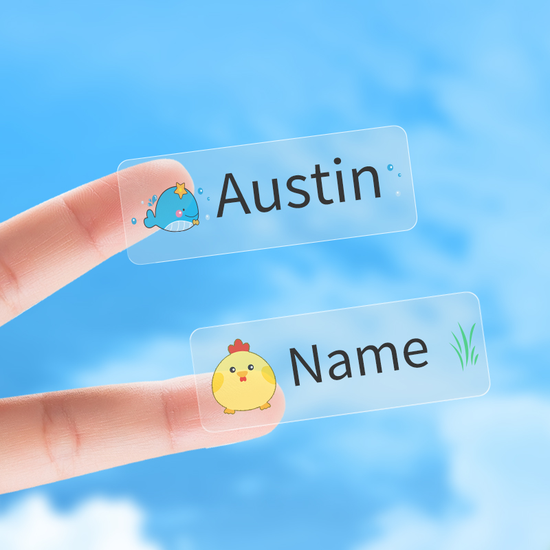 Custom Transparent Self-adhesive Baby Name Sticker Customised Kindergarten Tag in French Personalized Waterproof Stickers Label