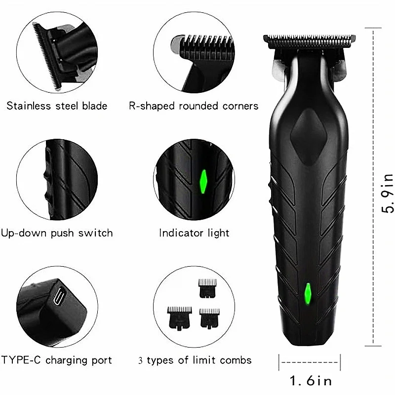 メンズヘアクリッパー・トリマーセット - USB充電式リチウム電池、ABSボディ、コードレスバリカン、ヘアカットグルーミングキット