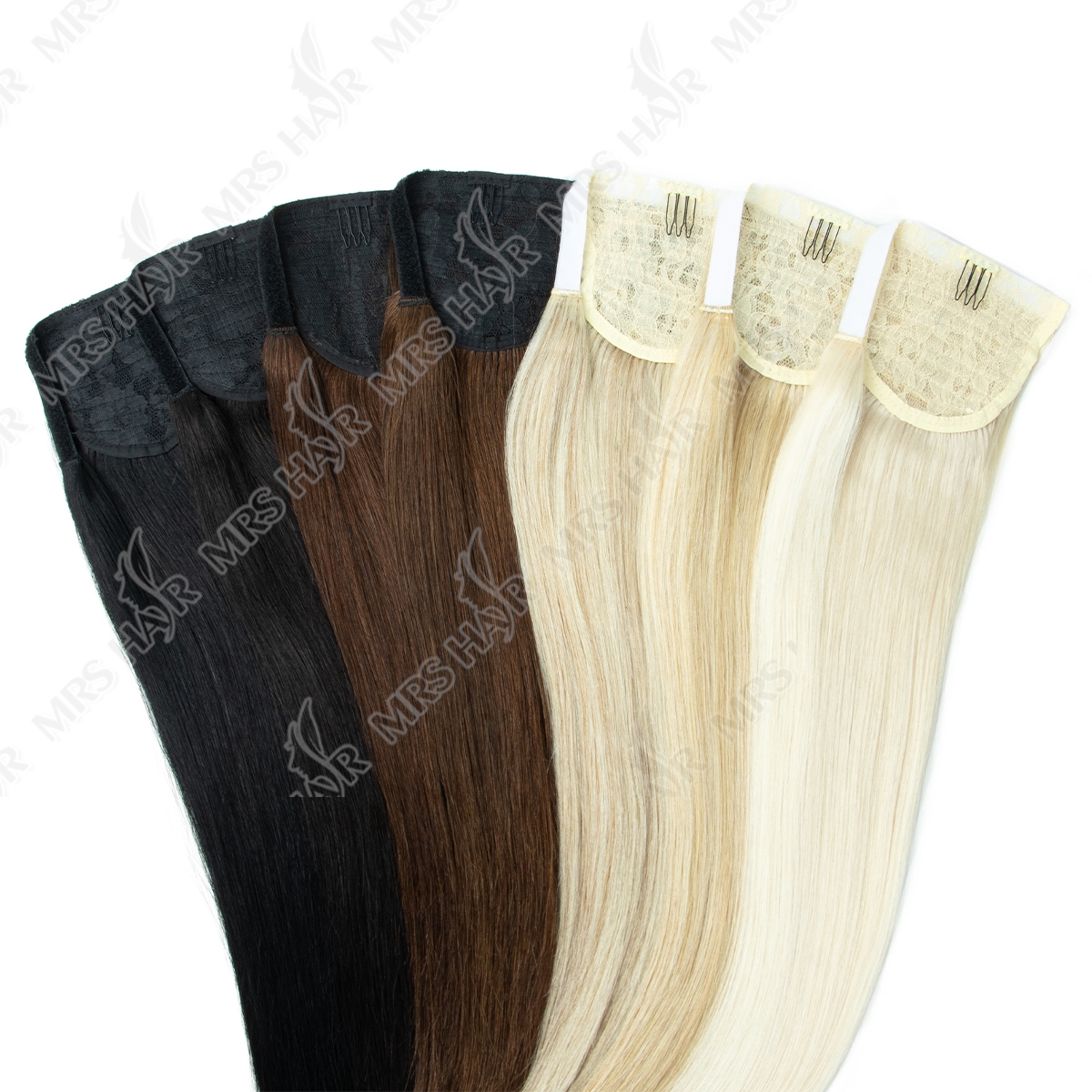 MRSHAIR-Extensions de Cheveux Naturels en Queue de Cheval, Qualité Remy, Blond, Brun, Noir, avec réinitialisation