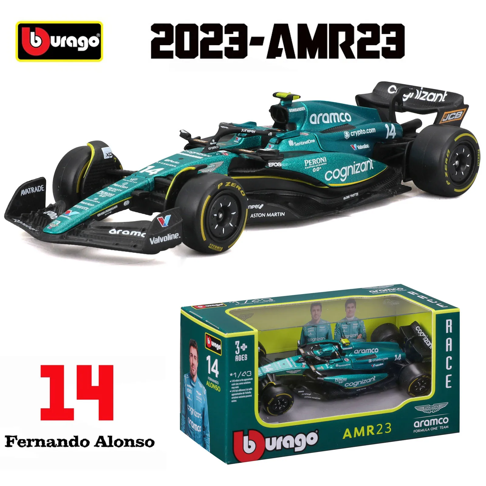 Bburago 1:43 2024 RB20 SF24 W14 W13 SF23 MCL60 RB19 RB18 W12 F1 coche de fórmula de carreras simulación estática coche modelo de aleación fundida