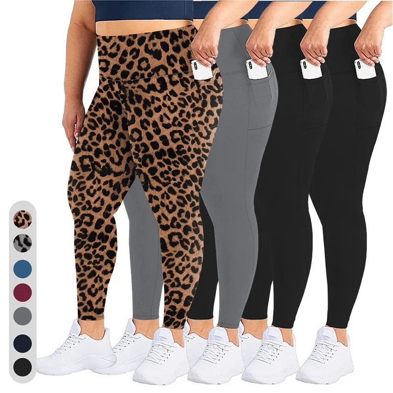Damen-Yogahose mit hoher Taille, Übergröße, Po-Lifting-Workout-Leggings mit Taschen, elastische Activewear für Fitnessstudio und Laufen
