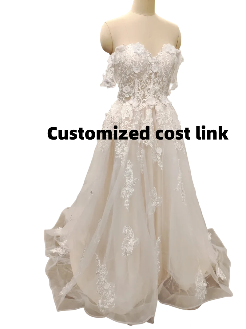 Abito da sposa principessa Bohomian Beach con applicazioni in pizzo Vestido De Noiva manica ad aletta con scollo a V