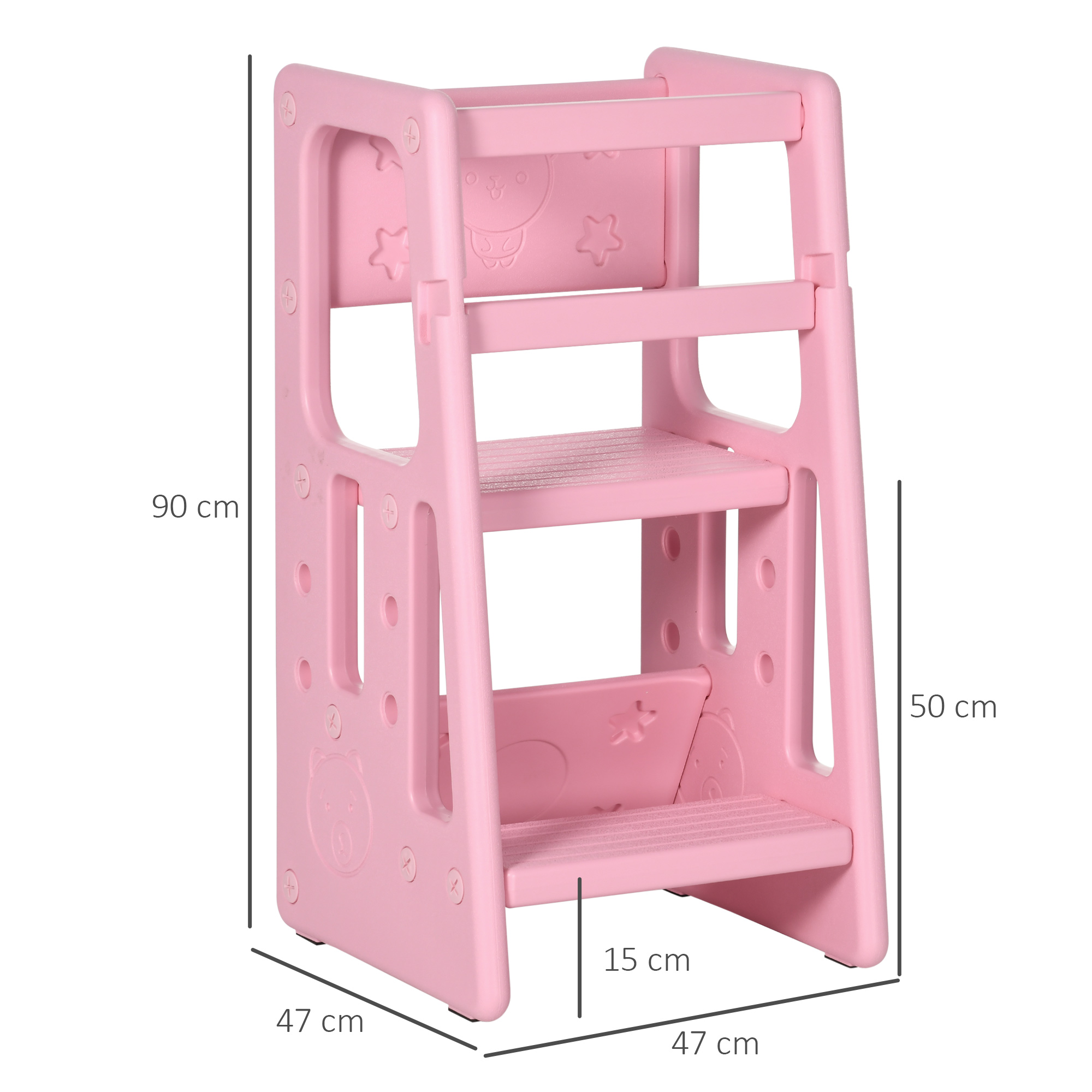 Homcom Lernt urm für Kinder mit einstellbarer Höhe 47x47x90 cm rosa