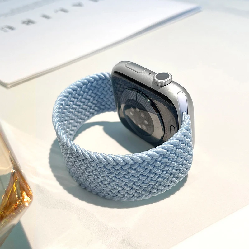 Bucle Solo trenzado para Apple Watch, correa de 44mm, 40mm, 45mm, 41mm, 49mm, 42mm y 46mm, pulsera iWatch Series 10 9 SE 8 7 6 5 4 Ultra 2