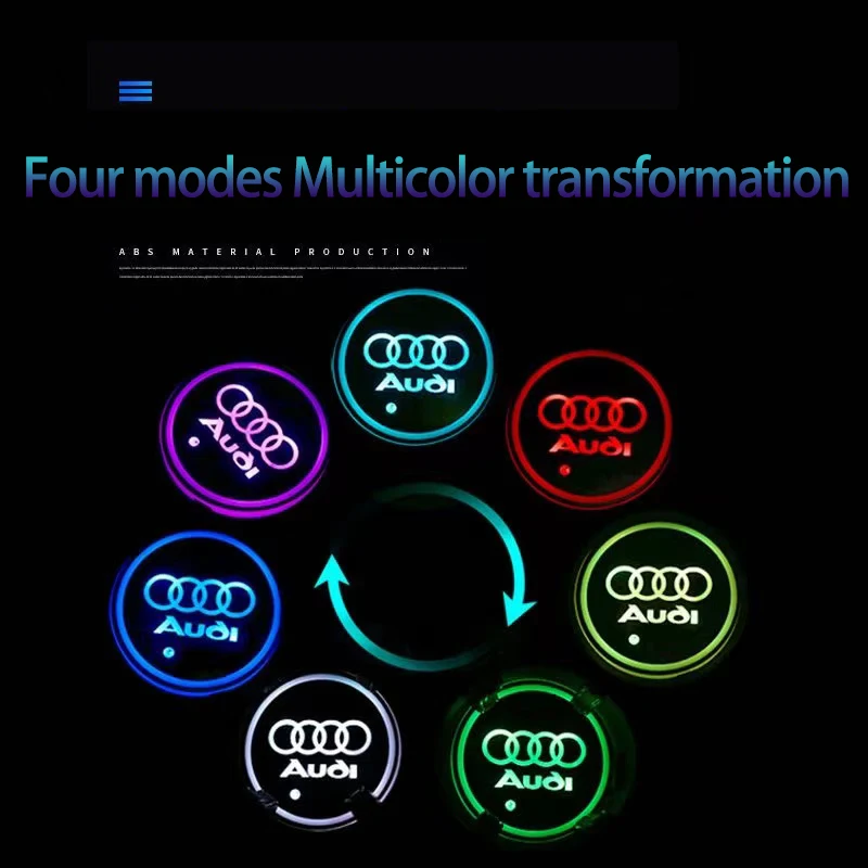7 farbe LED Auto Tasse Halter Licht Leucht Coaster Wasser Tasse Pad Zubehör Für Audi A3 A4 B8 8P B9 8V B6 A5 B7 A1 A6 C6 Q3 Q5