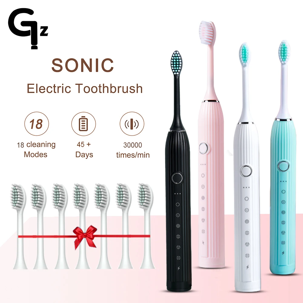 GeZhou N105 Âm Bàn Chải Đánh Răng Điện Trẻ Em Trưởng Thành Bàn Chải Đánh Răng Tự Động Sạc Với 8 Đầu Thay Thế IPX7 Răng Bàn Chải