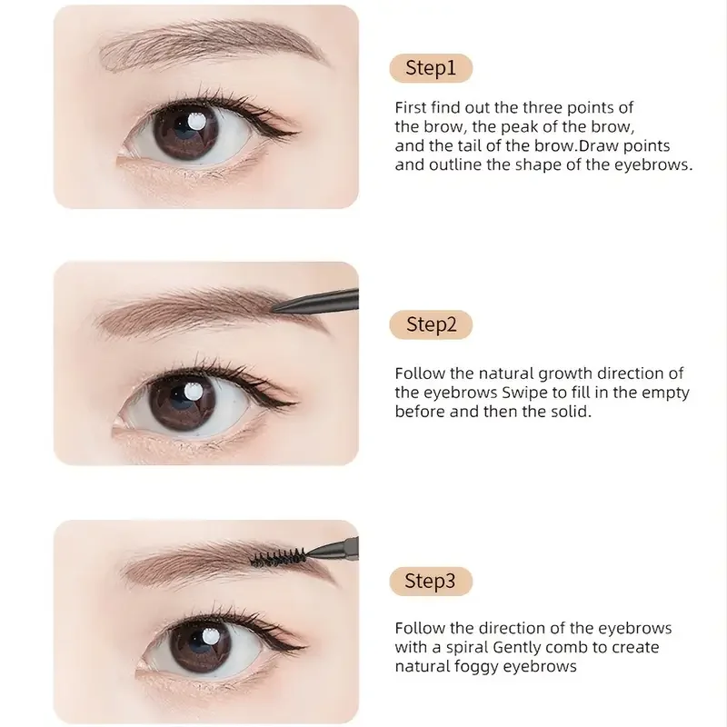 Lápiz de cejas resistente al agua, lápiz de cejas para principiantes, lápiz de cejas de doble cabeza extremadamente fino, duradero y duradero