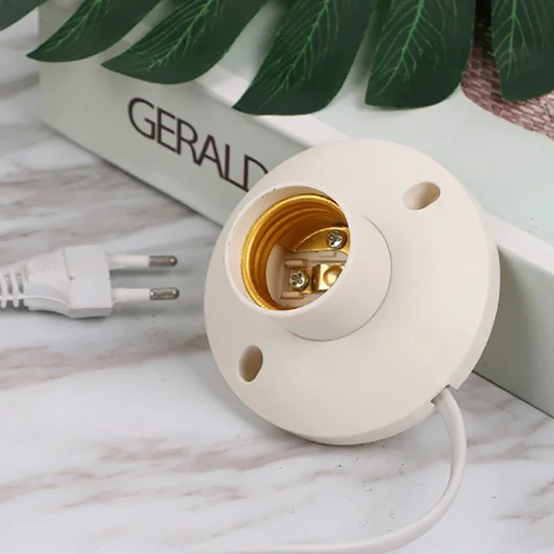 Soporte de lámpara LED de la UE, enchufe de bombilla E27, enchufe de cúpula con Base de Cable para luz de mesa, soportes de noche, accesorios de portalámparas