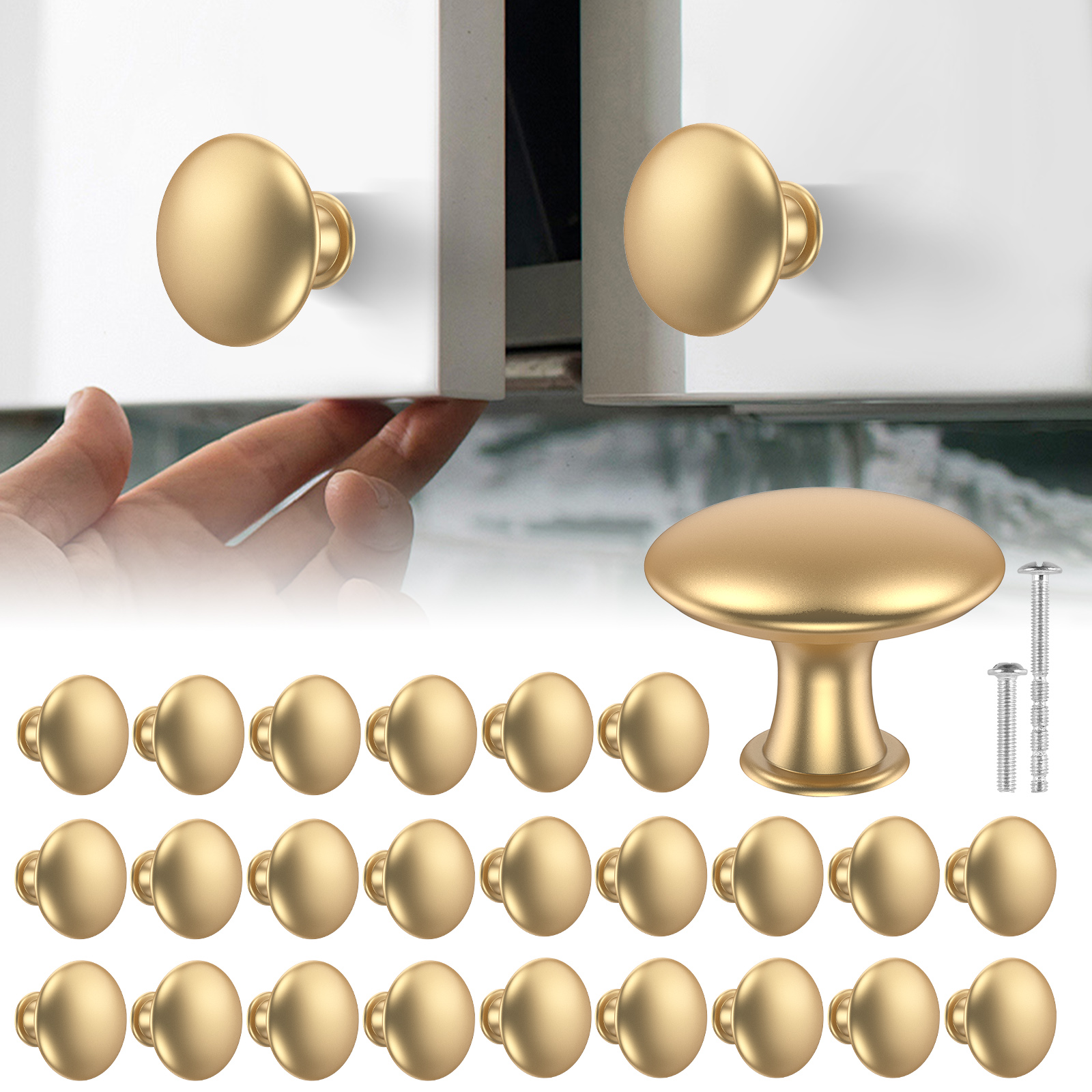 25Pcs Drawer Knob Set Zinc Alloy Cabinet Handles Rustproof Gold Dresser Knobs Decorative Drawer Pull Handle Furniture Hardware
