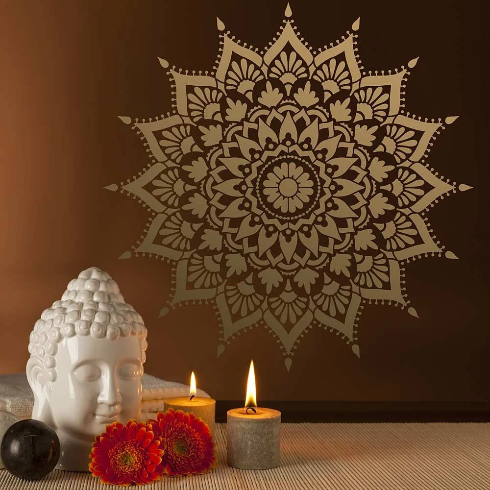 7นิ้ว1Pc 4ชิ้น/เซ็ต DIY Mandala แม่พิมพ์1/4ล้อวงกลมผนังสำหรับภาพวาดลายนูนกระดาษการ์ด Hollowed-Out ทำงานตกแต่ง