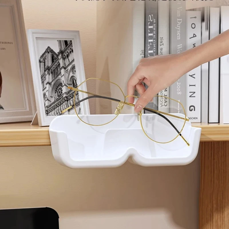 Self-Adhesive Wall-Mounted Glasses Organizer & Display Space-Saving Sunglasses Storage Rack for Modern Home Bathroom or Office