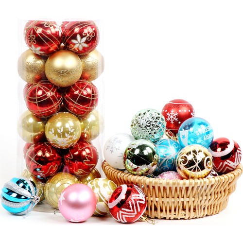 Buyfun Ornamen Natal Gantung Bola Dicat Bola Natal 6 Cm 24