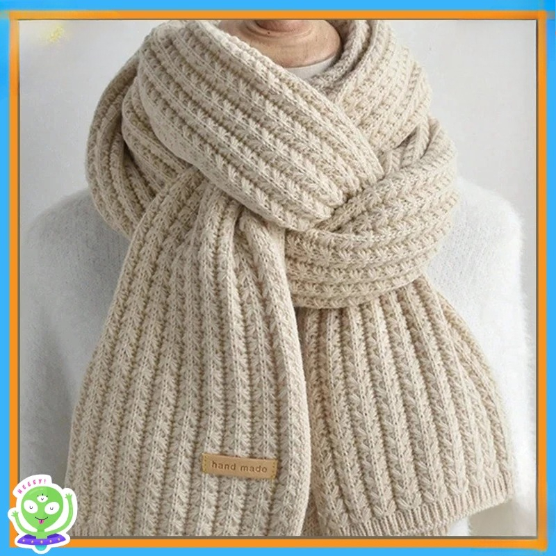 Unisex Thick Wool and Cashmere Scarf, Long and Warm Winter Neck Accessory, Suitable for Travel and Office Use.