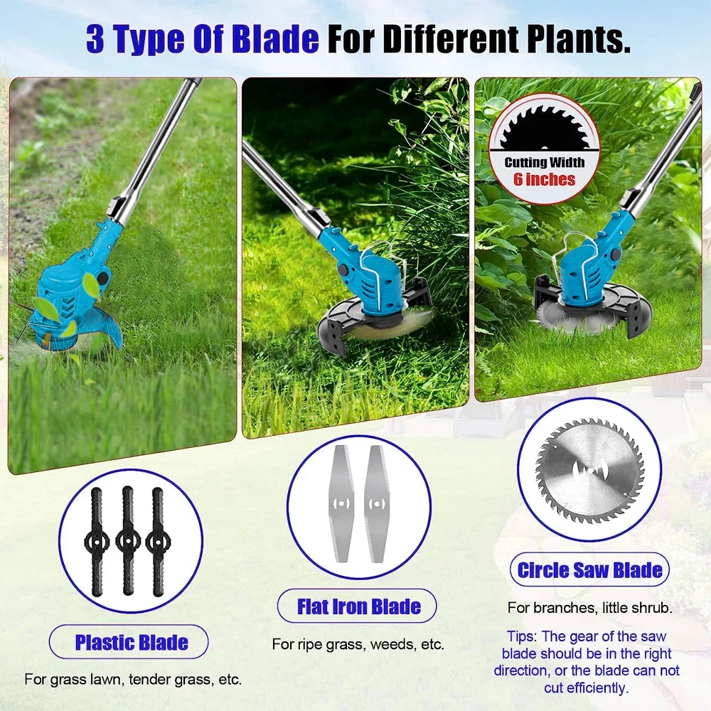Tosaerba elettrico 21V Cordless Tagliaerba Lunghezza regolabile Taglierina Attrezzi da giardino domestici Compatibile con batteria Makita 18V