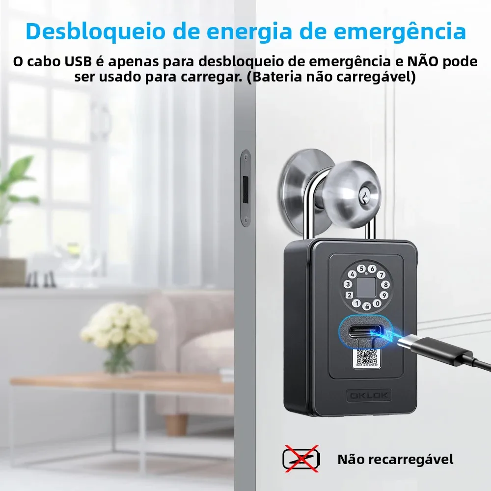 Camluxy caixa de chave inteligente impressão digital armazenamento seguro chave bloqueio 6 código senha digital segurança lockbox código combinação cartão ic desbloquear