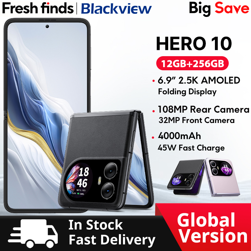【Estreia mundial】 Blackview HERO 10 Smartphone Tela dobrável AMOLED de 6,9 polegadas 12GB 256GB MTK 108MP Câmera Helio G99