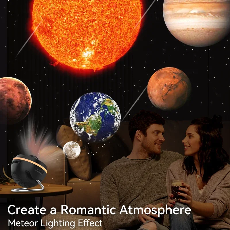 Projetor Galaxy Star com meteoro, lâmpada ultra clara de luz noturna, bola espacial rotativa, projetor de planetário, luzes para crianças, 12 em 1