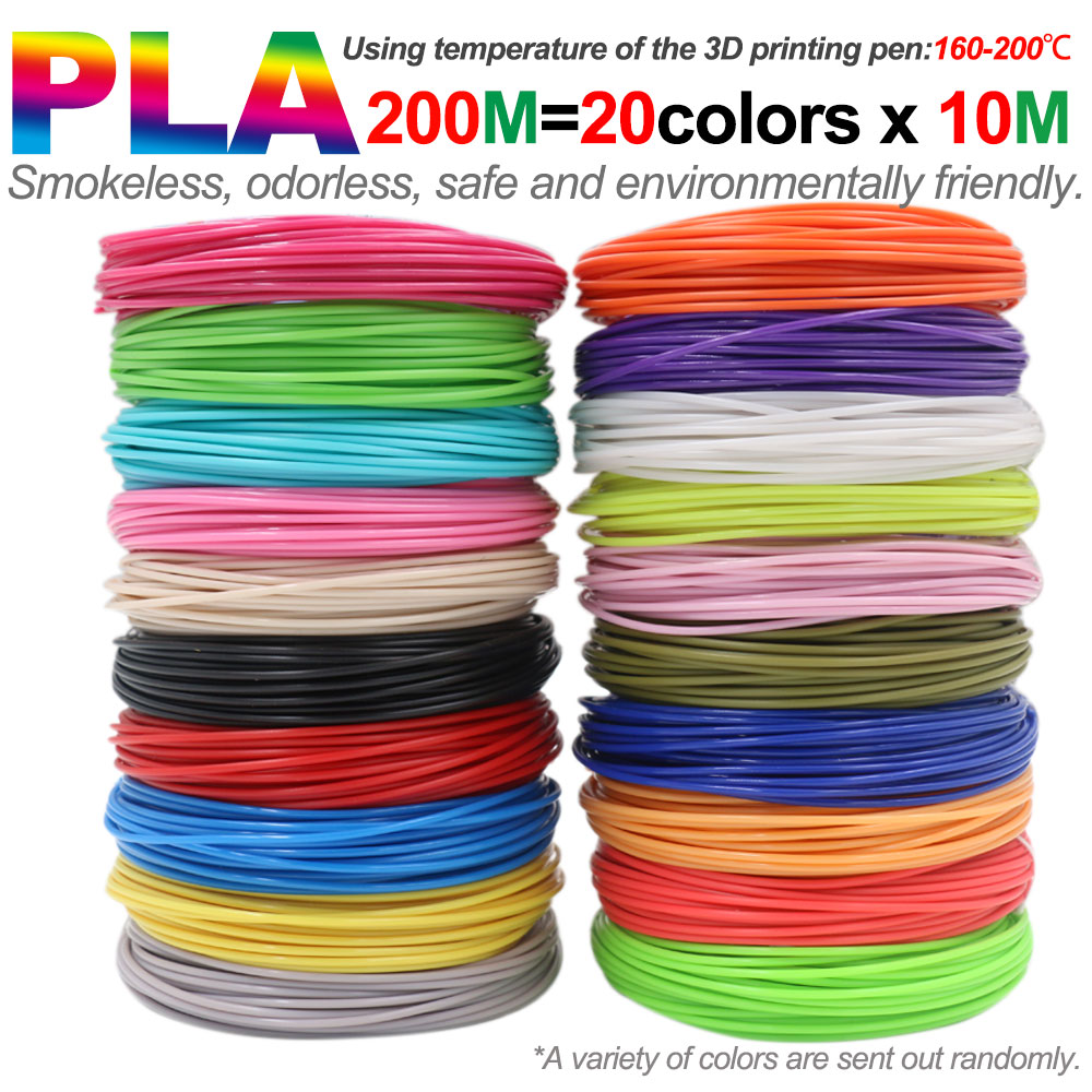 เส้นผ่านศูนย์กลางเส้นใย PLA 1.75 มม. สีวัสดุการพิมพ์ 3D สําหรับปากกา 3D, 10/20/30 สี, 100M 150M 200M, ไม่มีสี, ไม่มีกลิ่นและปลอดภัย