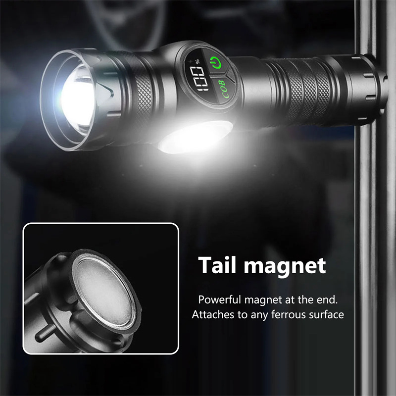 Super krachtige zaklampen USB oplaadbare LED-zaklamp Magnetische tactische zaklamp met COB-zijlicht Kamperen Vissen