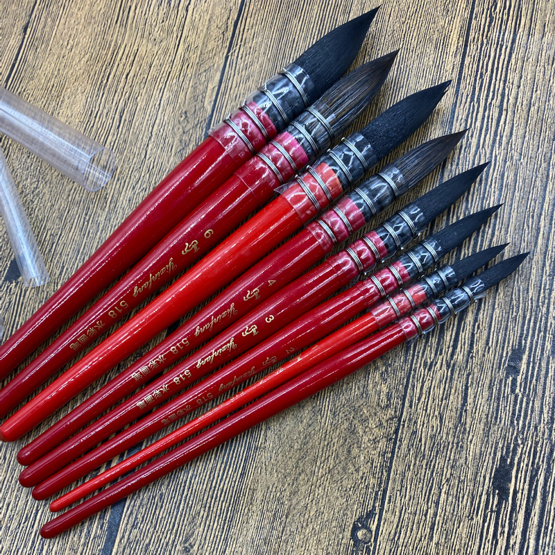 7-stück Eichhörnchen Haar Aquarell Ölgemälde Stift Erwachsene Kunst Malerei Hand bemalt Nylon Runde-headed Spitzen pinsel