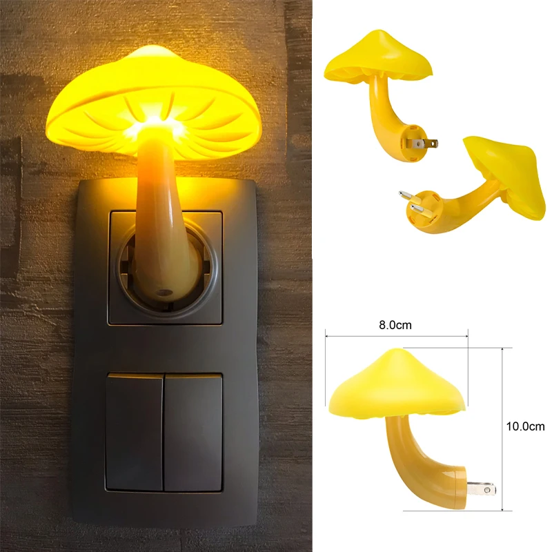 Led Night Light เห็ดผนังซ็อกเก็ตโคมไฟ Eu Us Plug Warm White Light-control Sensor ห้องนอนตกแต่งบ้าน
