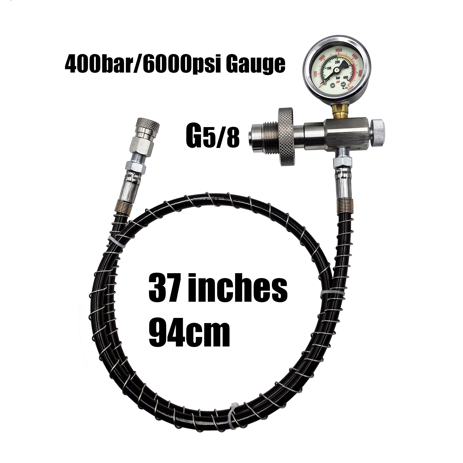 HPA Scuba Diving HP Filling Station Big Tank To Small Bottles With Hose 6000psi/400bar Gauge Chargeing Adapter DIN Connector