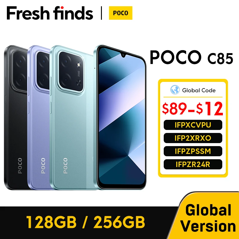 【World Premiere】POCO C85 Global Version Smartphone 128/256GB Helio G81-Ultra 6000mAh battery 6.9" display 50MP Camera 33W NFC