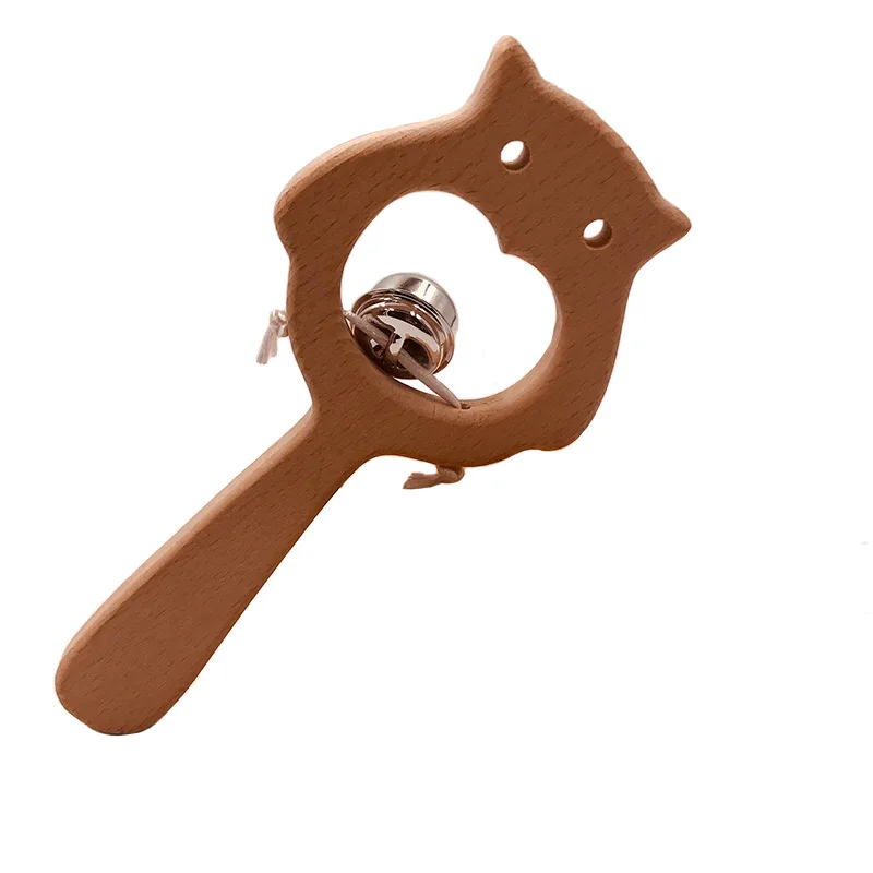 ความปลอดภัยไม้ Beech สัตว์ Pacifier Rattle หัตถกรรมอุปกรณ์เสริมฟันกรามของเล่นสําหรับเด็กทารกจุกนมกัด Teether ของขวัญ