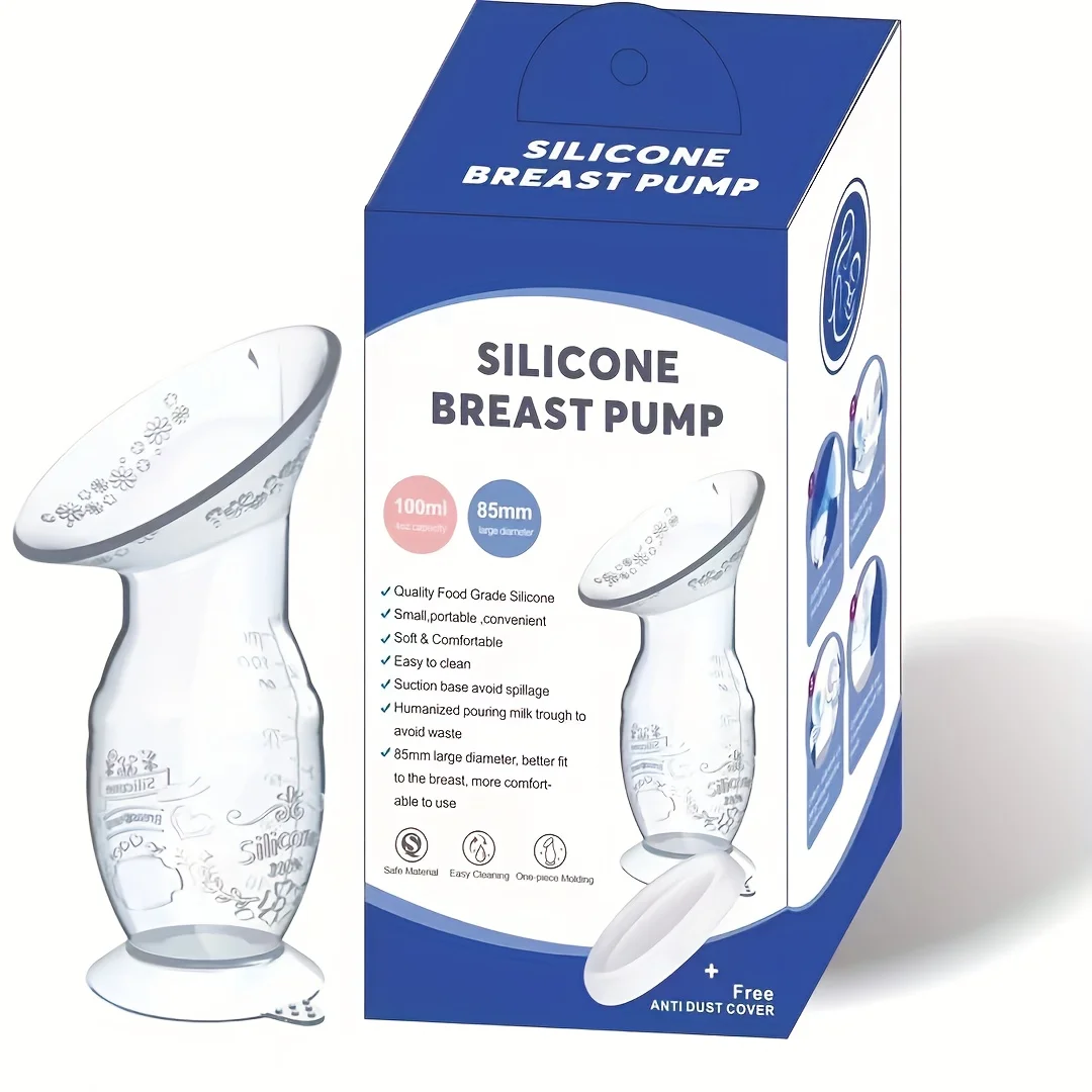 Bomba tira-leite manual com escala e desvio, bomba de amamentação de silicone macio, protetor de leite, bombeamento silencioso seguro e noturno