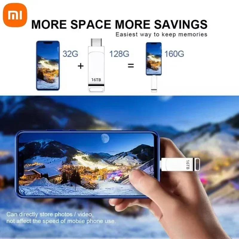 Xiaomi USB 3.2 16TB Flash Drives High Speed Transfer Metal Pendrive Memory Card Pendrive Flash Disk Memoria Waterproof Stick
