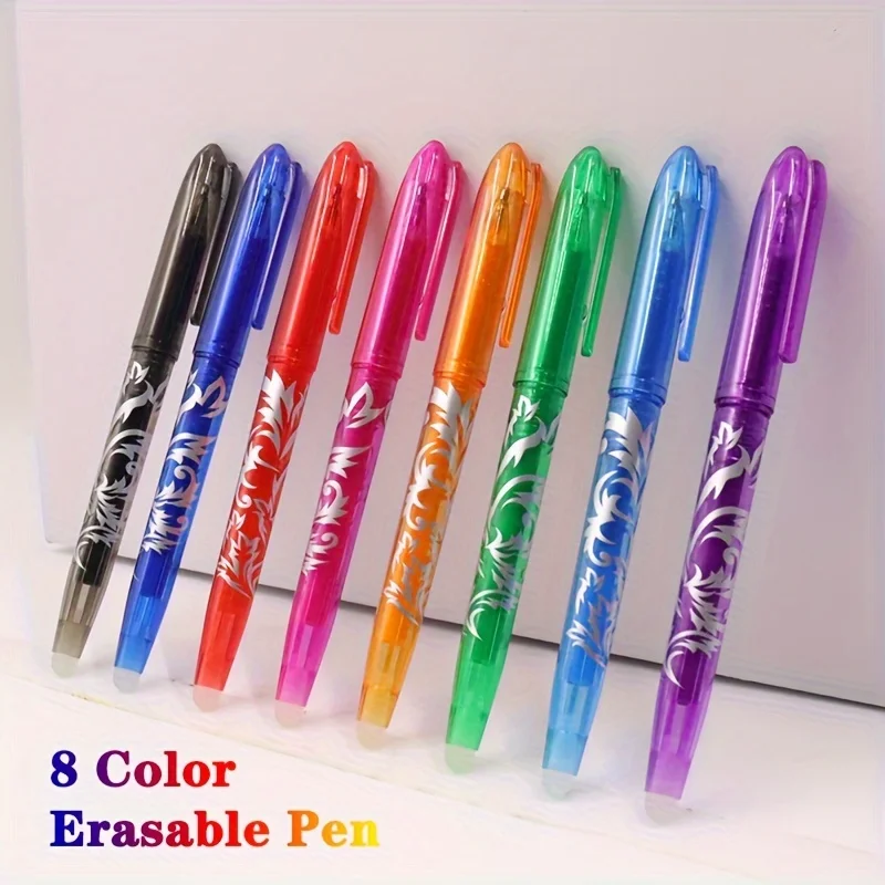 8/4pcs Erasable GEL ปากกา Multi-Color0.5mm เคล็ดลับภาพวาดการเขียนโรงเรียนสีดําสีฟ้าสีแดงสีชมพูสีส้มสีเขียวสีม่วงสีฟ้า