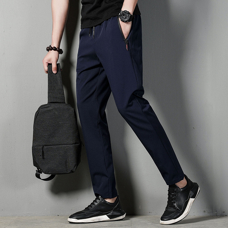 Pantalones informales de verano para hombre, pantalones ajustados, versión coreana, pantalones de seda helada, pantalones deportivos Jinlun, pantalones rectos de secado rápido