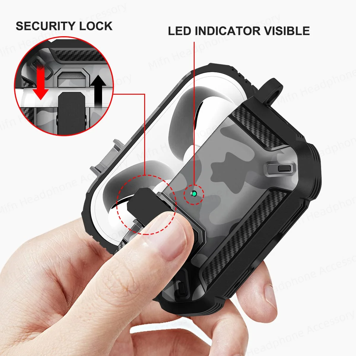 case for 2025 airpod pro apple airpods pro3 Camouflage Gray Cover Shockproof Case secure lock cases For Airpods 4 4th 3 Fundas