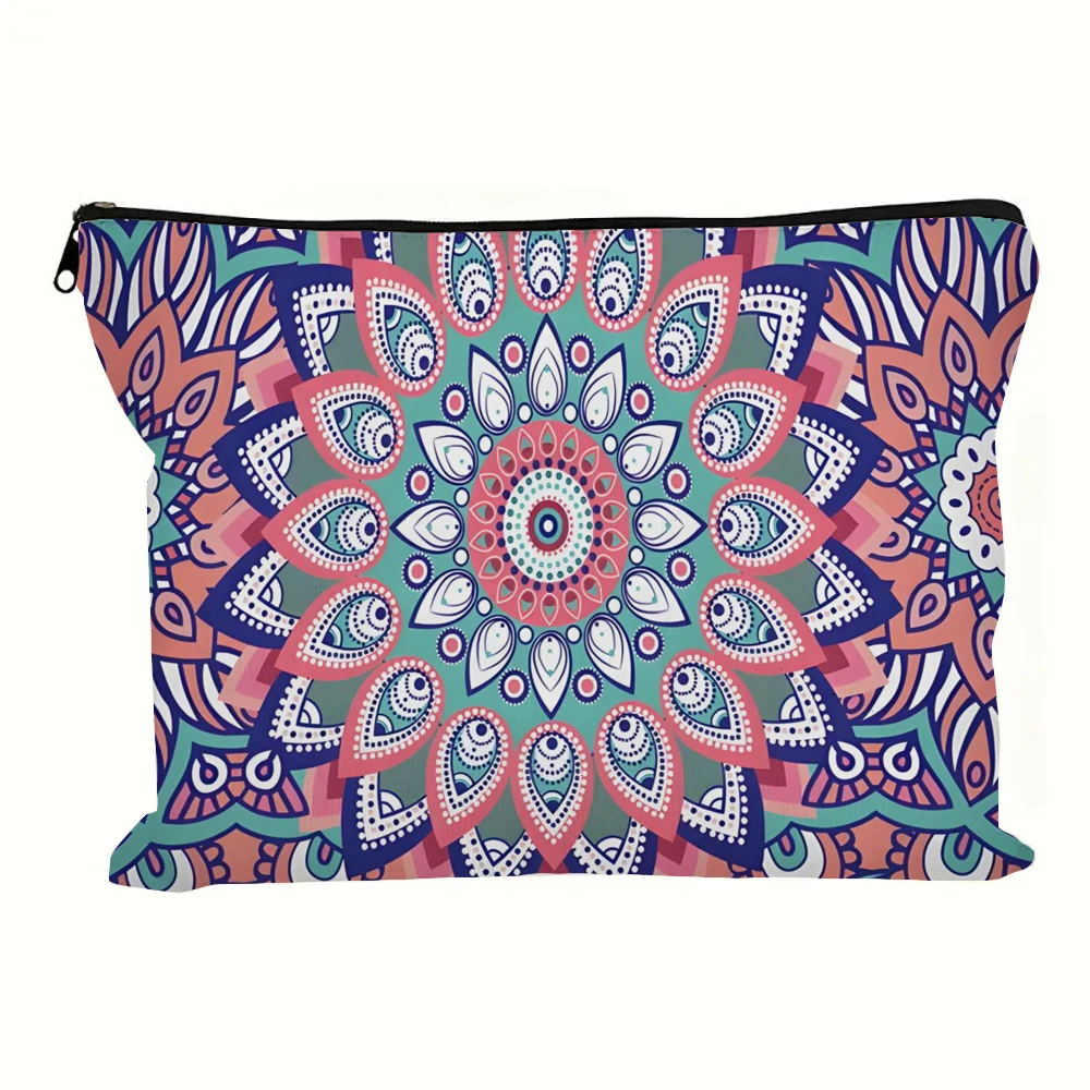 Kosmetiktasche mit Vintage-Mandala-Print, leichte Clutch, Münzgeldbörse; Tragbare Make-up-Tasche mit Reißverschluss, Federmäppchen, Weihnachtsgeschenktüten