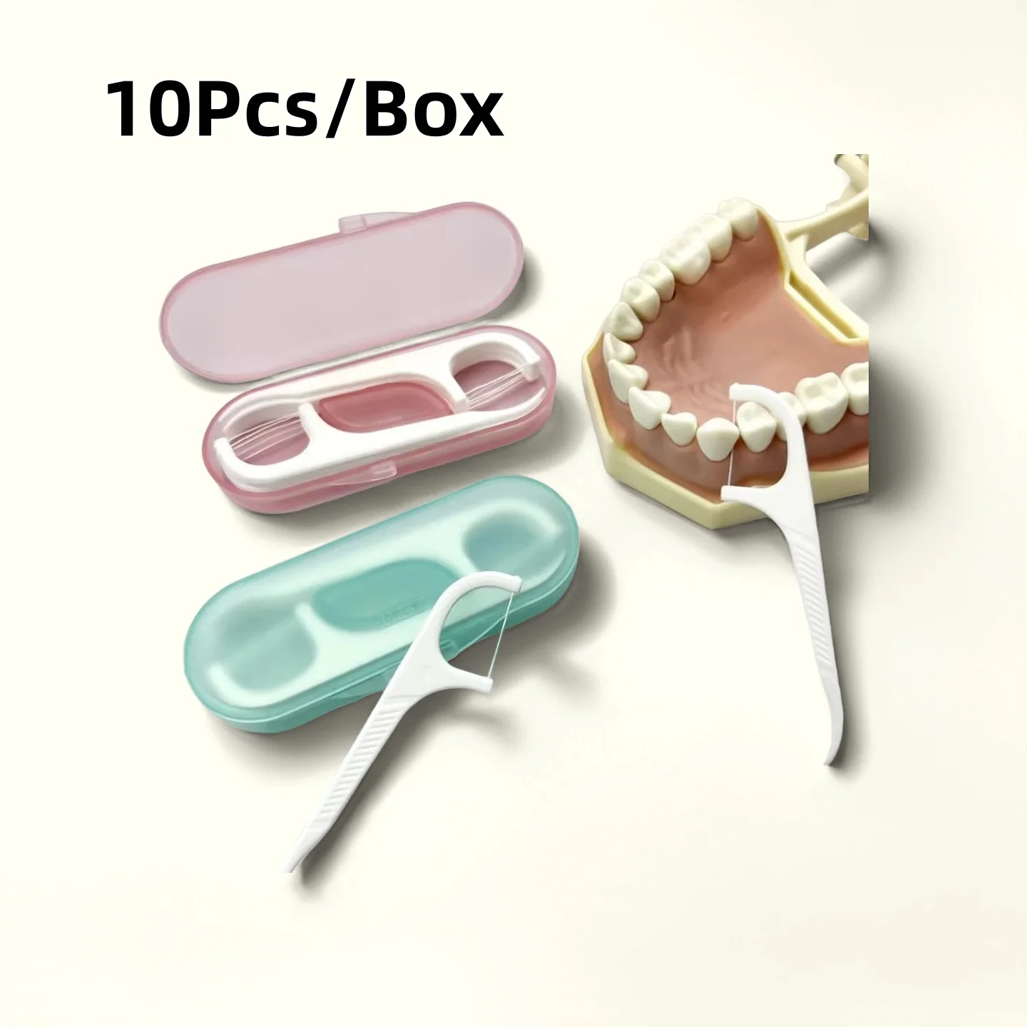 10Pcs/Box Portable Disposable Dental Floss Plastic Toothpick  Superfine Toothpick Dental Floss Box ﻿Oral Care