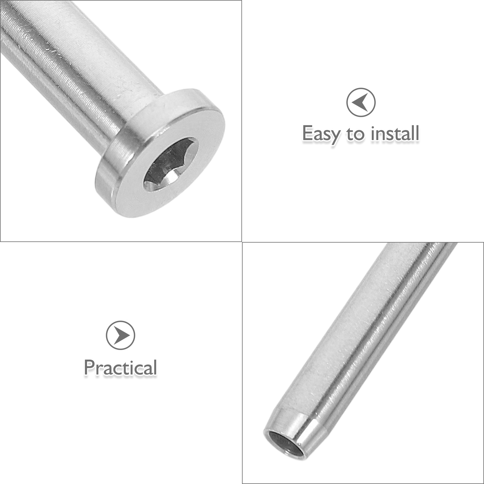 6Pcs Stainless Steel Cable Railing Kit Invisible Receiver Stud End Fittings Balcony Deck Stair Threaded Tensioner Hardware