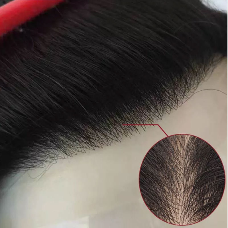 ผู้ชาย Toupee ผิวบาง PU V LOOP ผมเปลี่ยนระบบ 6 นิ้ว Remy Human Hairpiece Toupee สําหรับชาย 1B V Frontal Toupee