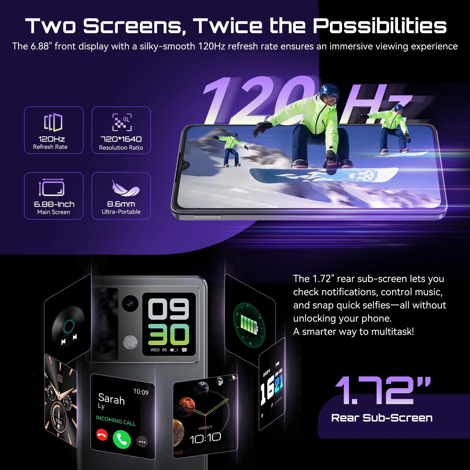 สมาร์ทโฟน Android 15 Cubot P90 หน้าจอ 6.88 นิ้ว 120Hz, RAM 24GB (ขยายได้ 12+12GB), ROM 256GB, โปรเซสเซอร์ G100 Octa-core 2.2GHz, กล้อง 64MP, แบตเตอรี่ 5100mAh, NFC, ลำโพงคู่, โทรศัพท์ 4G, smartphone android