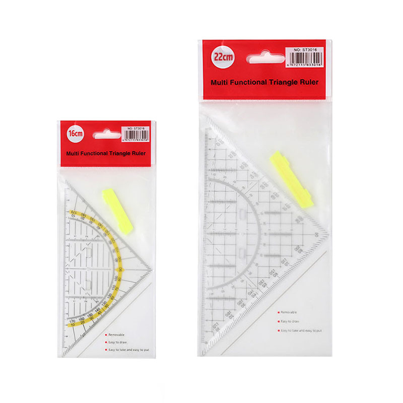 1PCS Transparent Multifunctional Triangular Ruler for Primary with Angle Coordinate Ruler Triangular Transparent Rule
