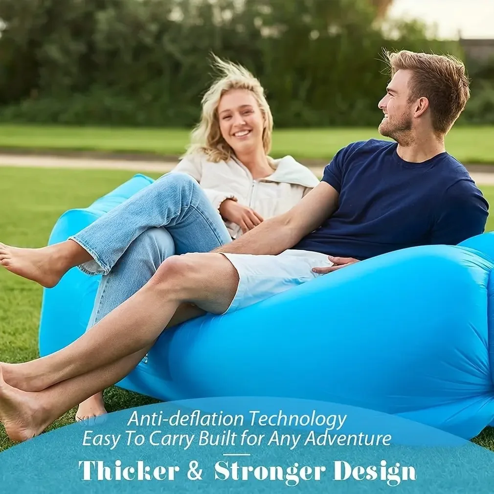 Lazy Inflatable โซฟากลางแจ้งแบบพกพา Inflatable โซฟาพับ Camping Inflatable โซฟากลางแจ้งเฟอร์นิเจอร์ Inflatable Lounger