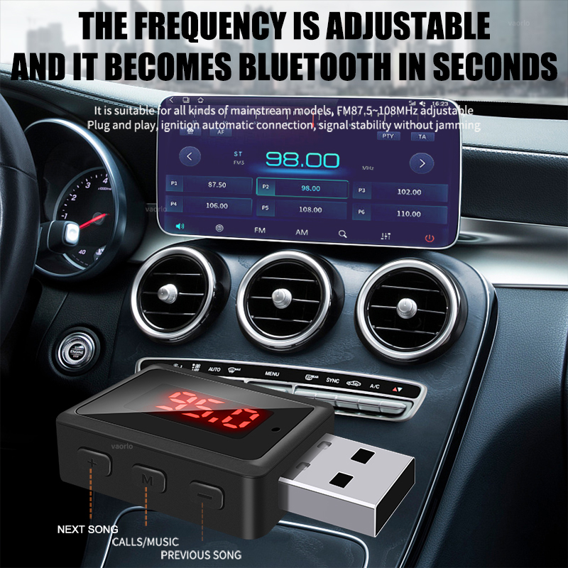 Carro bluetooth 5.3 transmissor fm handsfree chamada mini usb power kit carro estéreo receptor de áudio sem fio adaptador para carro rádio fm