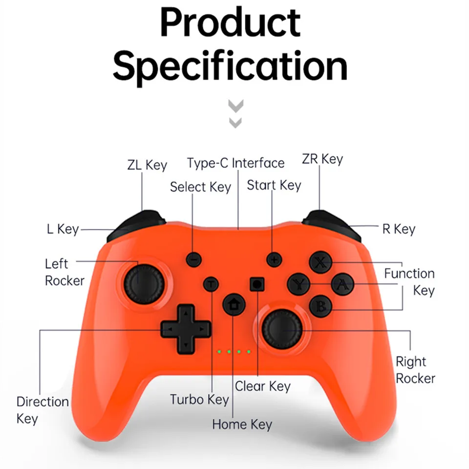 Controller Wireless GAMINJA No Latency Bluetooth Gamepad Joystick per PC per Console di gioco Nintendo Switch PS3 TV Box PC