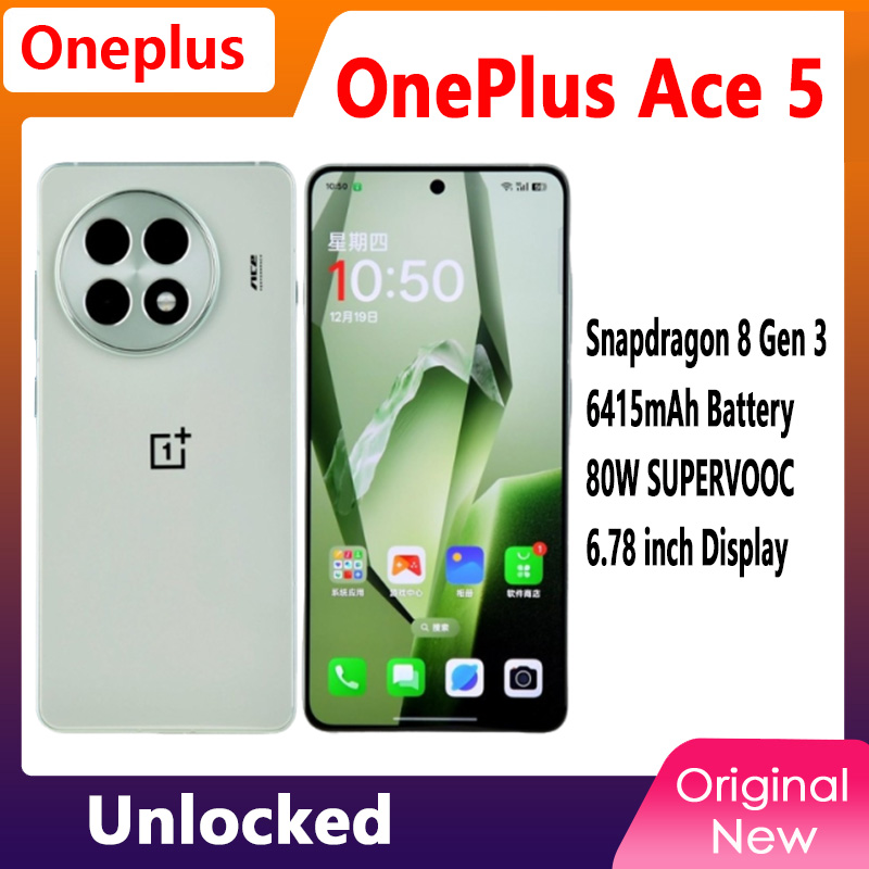 Nuevo teléfono inteligente OnePlus ACE 5 5G desbloqueado Snapdragon 8 Gen 3 6,78 ''pantalla AMOLED 80W carga SUPERVOOC batería de 6415mAh