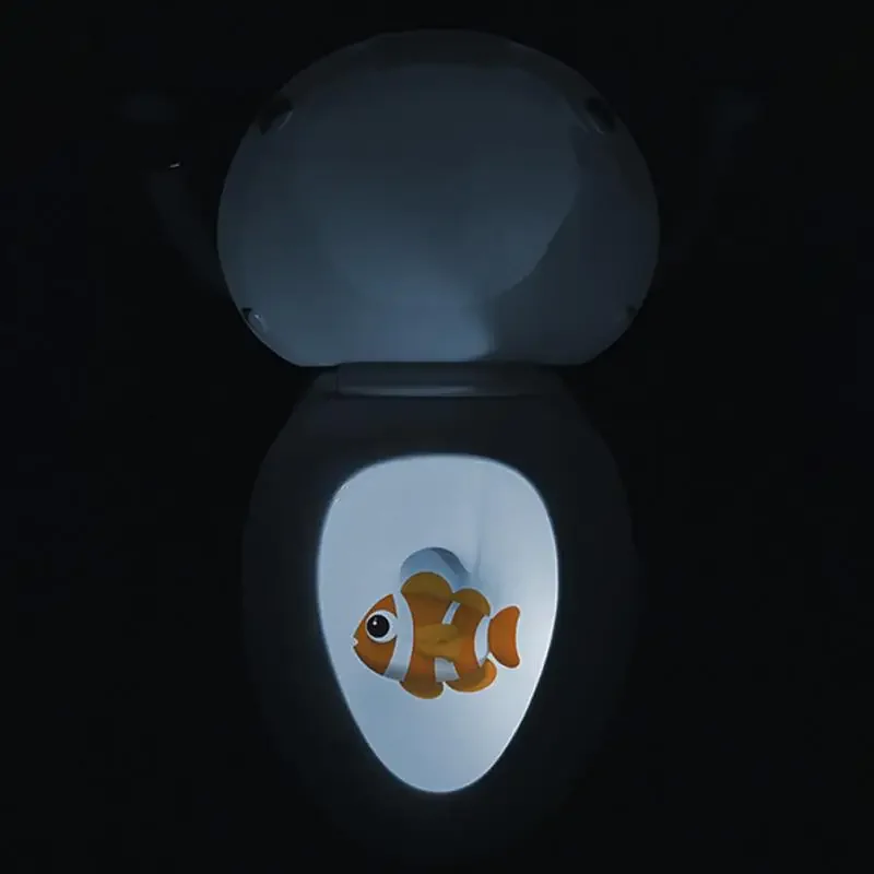 Lámpara de proyección de inodoro con retroiluminación LED con Sensor de movimiento, Mini lámpara de noche creativa para inodoro, lámpara de iluminación con Sensor de asiento para inodoro