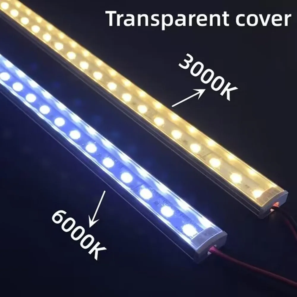 1-10 PZ Striscia rigida LED DC12V 50CM 20 pollici SMD5730 36 LED Striscia rigida a canale in alluminio LED piatto a forma di U/V per illuminazione interna